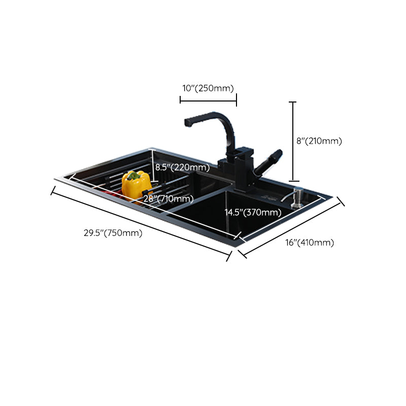 Modern Kitchen Sink Stainless Steel 2 Holes Drop-In Wear-resistant Kitchen Sink