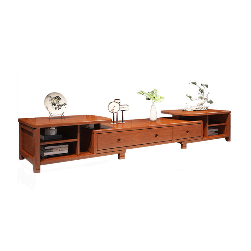 Traditional TV Media Stand Open Shelving TV Stand Console with Drawers