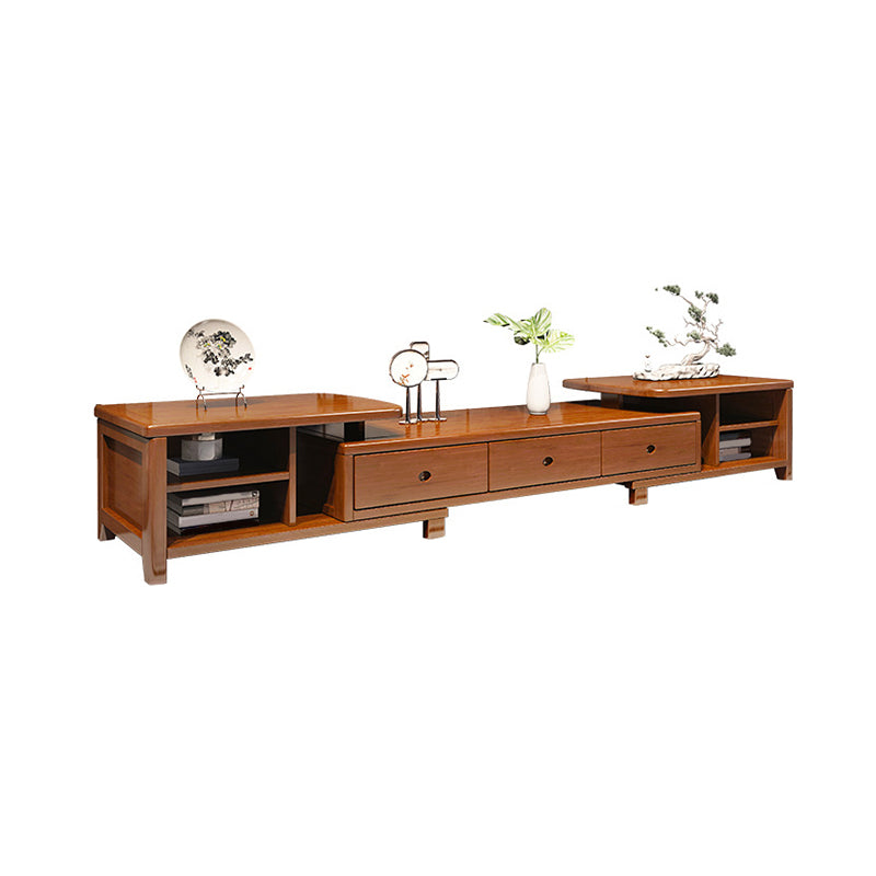 Traditional TV Media Stand Open Shelving TV Stand Console with Drawers