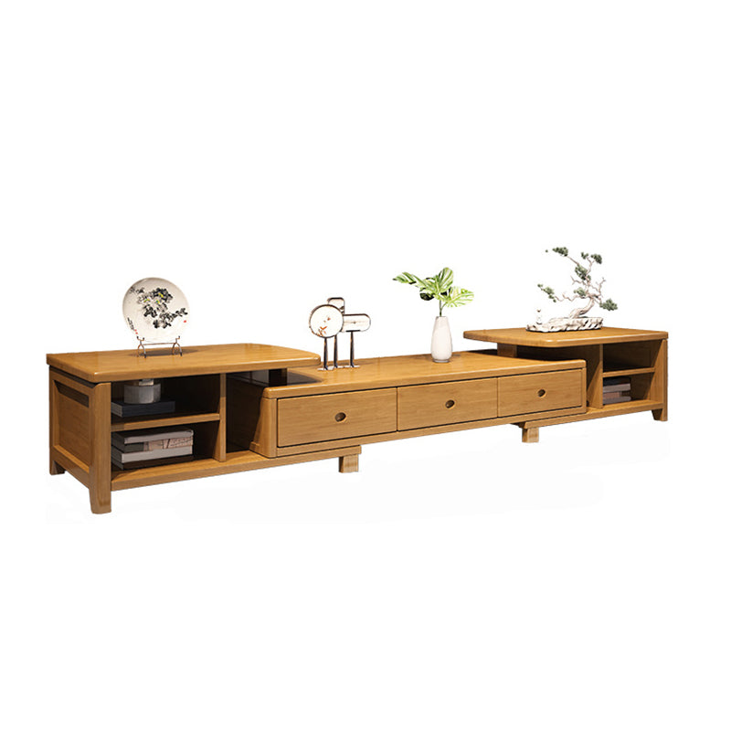 Traditional TV Media Stand Open Shelving TV Stand Console with Drawers