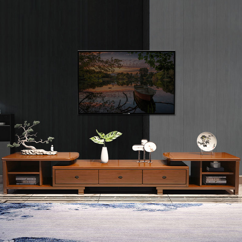 Traditional TV Media Stand Open Shelving TV Stand Console with Drawers