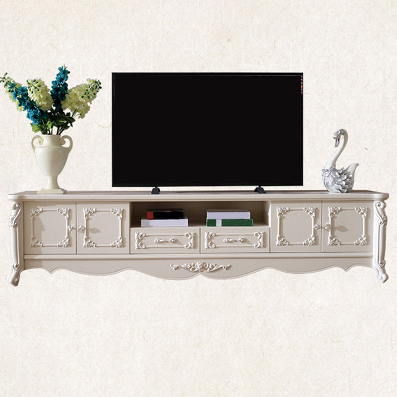 Traditional TV Media Stand White Open Shelving TV Stand Console with Drawers