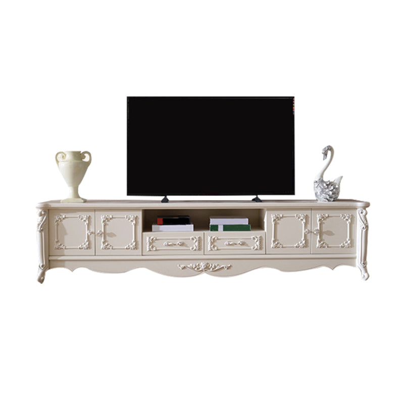 Traditional TV Media Stand White Open Shelving TV Stand Console with Drawers