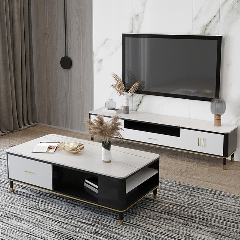 Modern TV Stand Console Open Storage Media Console TV Stand with Drawer