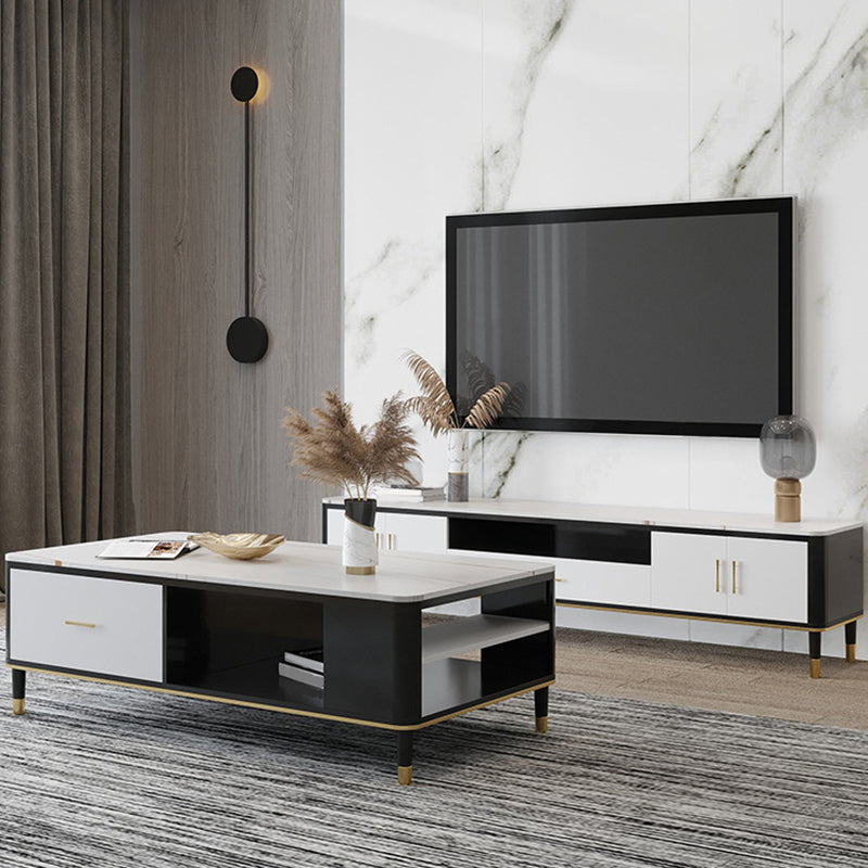 Modern TV Stand Console Open Storage Media Console TV Stand with Drawer