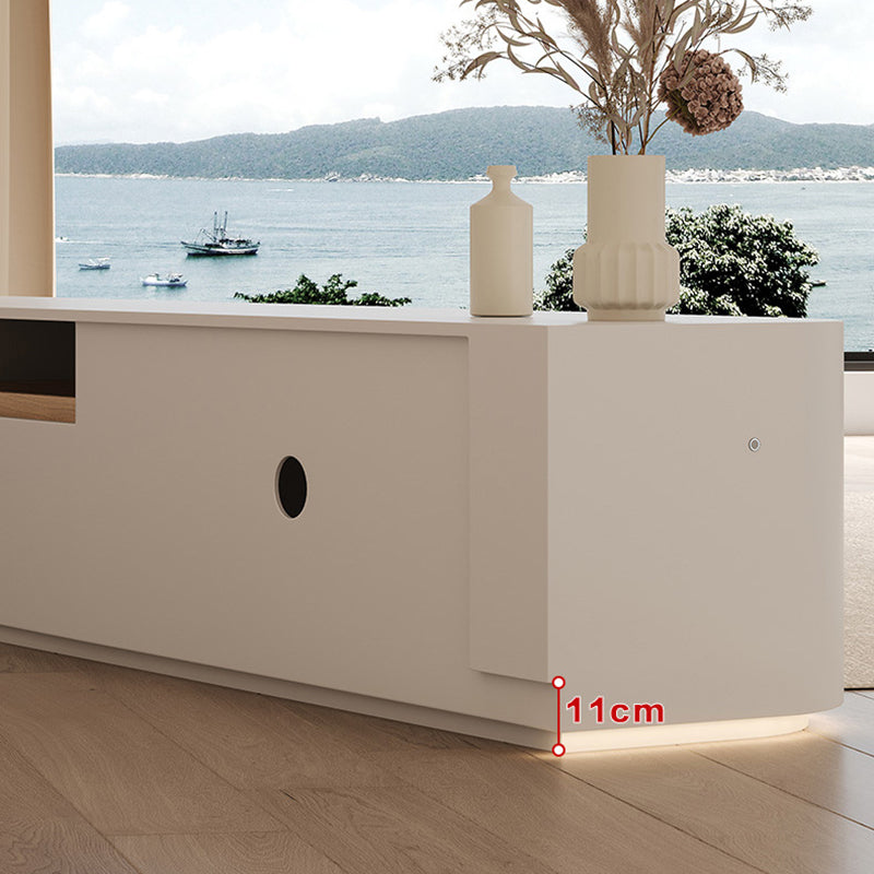 Modern Wood TV Stand Console White TV Media Stand with Drawers for Living Room