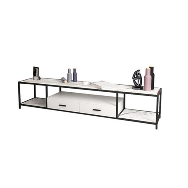 Open Shelving Media Console TV Stand Stone TV Stand with Drawers