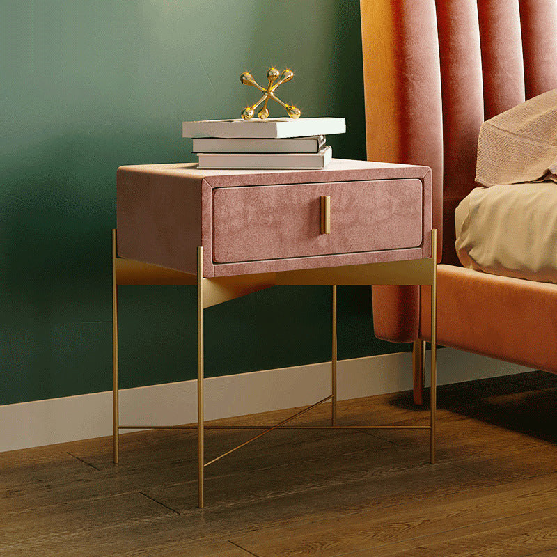 Metal Bed Nightstand Modern Minimalist Bedside Table with Legs