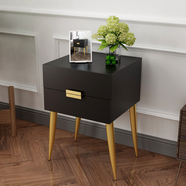 Wooden and Metal Night Table Modern Minimalist Bedside Table with Legs