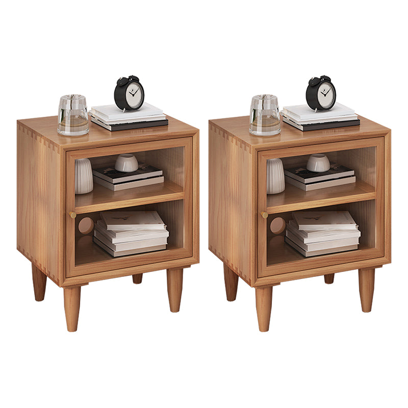 Wooden Night Table Modern Minimalist Bedside Table with Cabinet