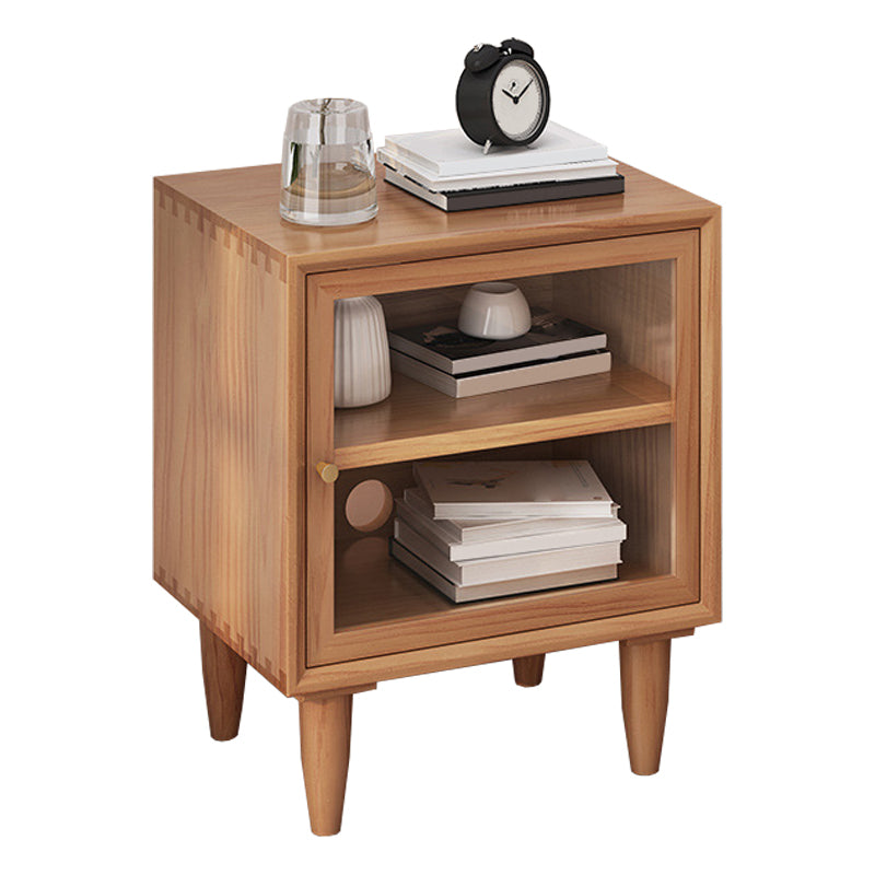 Wooden Night Table Modern Minimalist Bedside Table with Cabinet