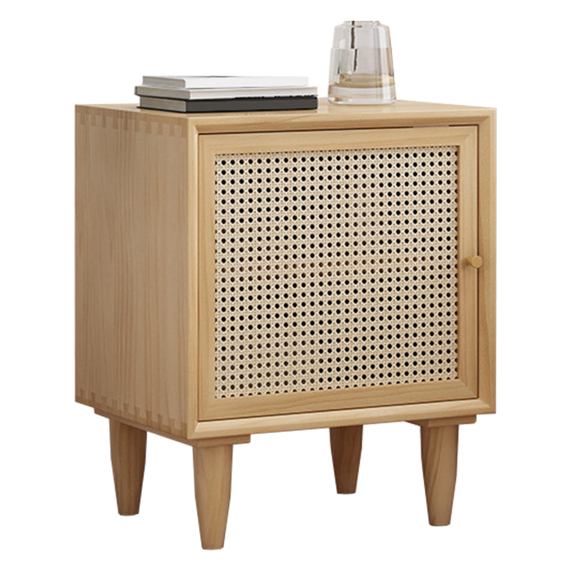 Wooden Night Table Modern Minimalist Bedside Table with Cabinet