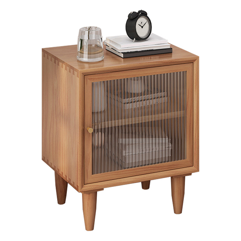 Wooden Night Table Modern Minimalist Bedside Table with Cabinet