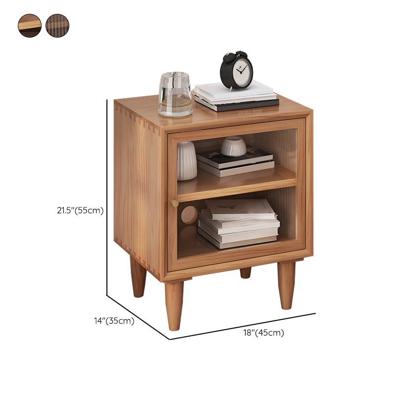 Wooden Night Table Modern Minimalist Bedside Table with Cabinet