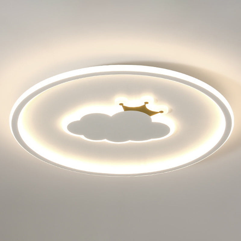 Round Shape Flush Mount Modern Style Acrylic 1 Light Flush Light in White