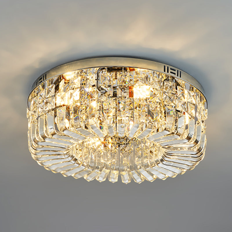 Modernism Flush Mount Lamp Round Ceiling Lighting with Crystal for Bedroom