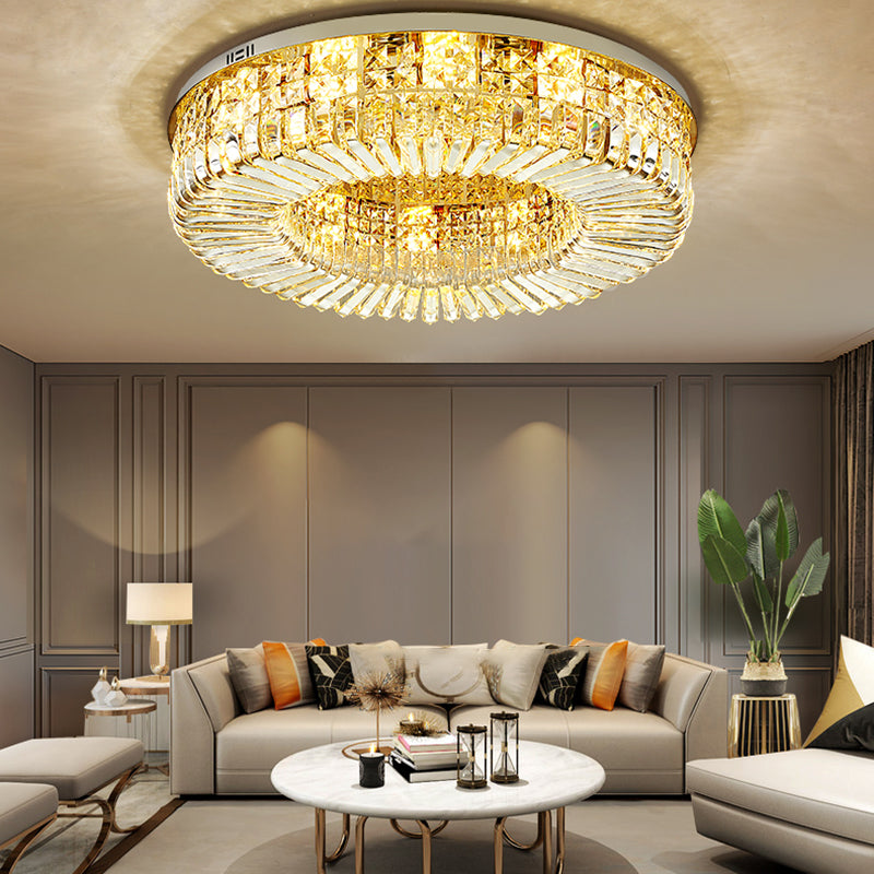 Modernism Flush Mount Lamp Round Ceiling Lighting with Crystal for Bedroom