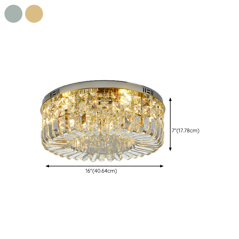 Modernism Flush Mount Lamp Round Ceiling Lighting with Crystal for Bedroom