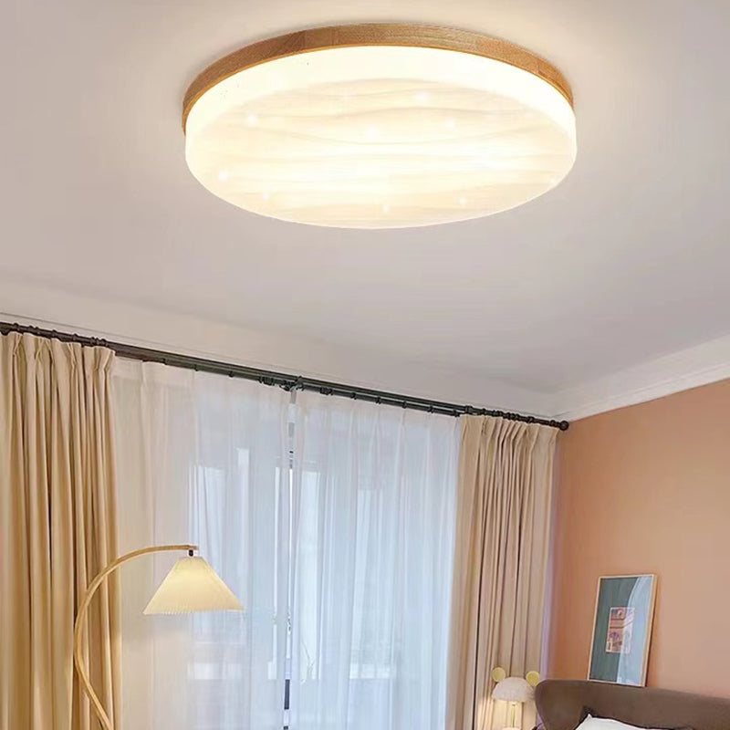 Contemporary Flush Light Wooden LED Ceiling Lighting for Bedroom