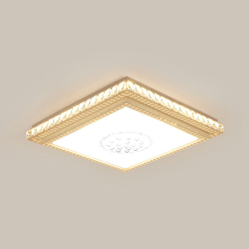 1 Light Geometric Flush Ceiling Light Minimal Crystal Flush Mount Fixture