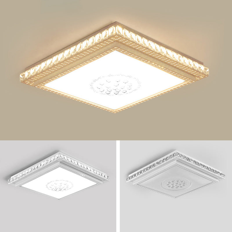 1 Light Geometric Flush Ceiling Light Minimal Crystal Flush Mount Fixture