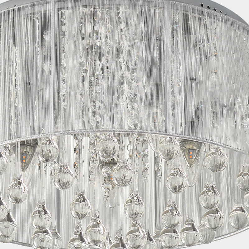 Contemporary Ceiling Lamp Fabric Shade Flush Mount Light Fixture