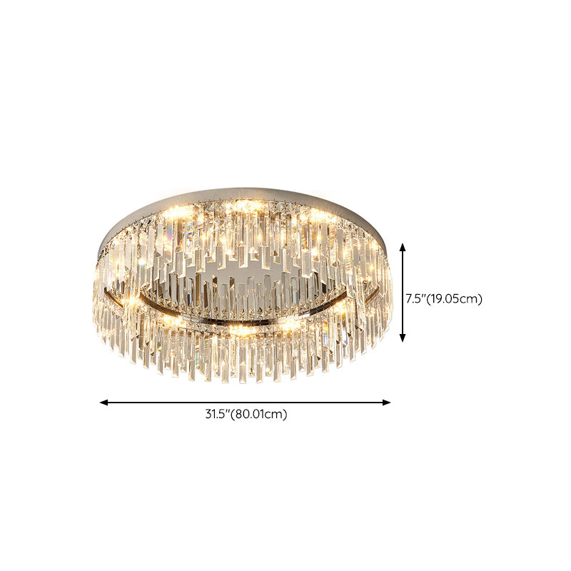 Round LED Flush Mount Light Fixture Crystal Minimalist Ceiling Flush