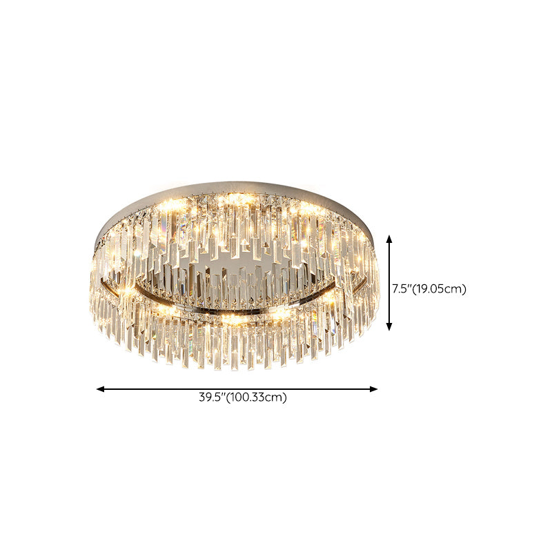 Round LED Flush Mount Light Fixture Crystal Minimalist Ceiling Flush