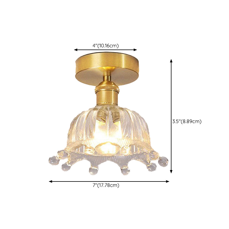 Modern Ceiling Lamp Flower-shaped Glass Shade Flush Mount Light Fixture