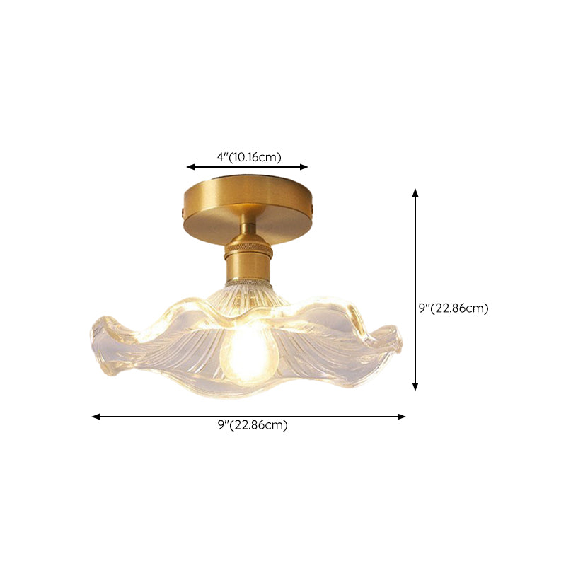 Modern Ceiling Lamp Flower-shaped Glass Shade Flush Mount Light Fixture