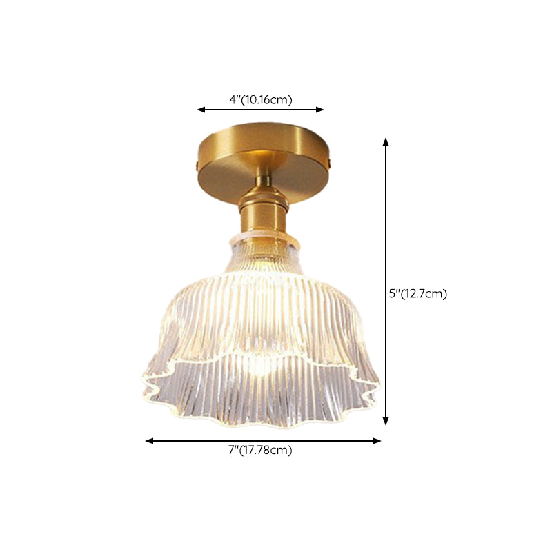 Modern Ceiling Lamp Flower-shaped Glass Shade Flush Mount Light Fixture