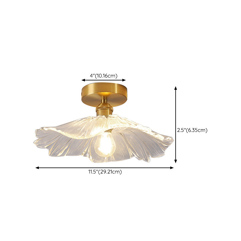 Modern Ceiling Lamp Flower-shaped Glass Shade Flush Mount Light Fixture