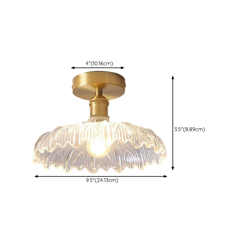 Modern Ceiling Lamp Flower-shaped Glass Shade Flush Mount Light Fixture