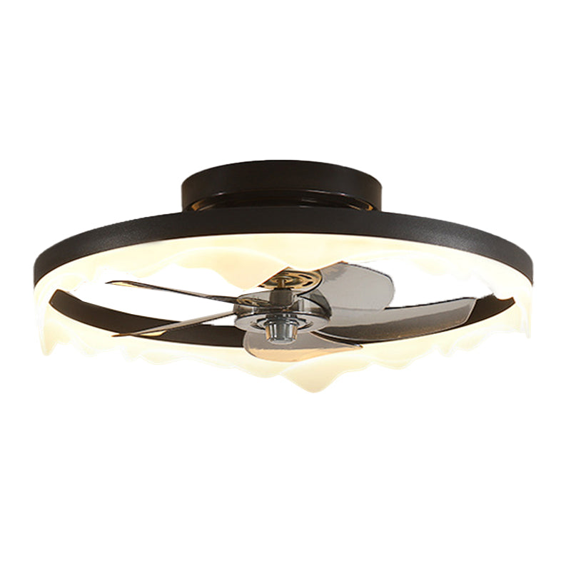 Modernism 5-Blade Ceiling Fan White/Black LED Fan with Light for Foyer