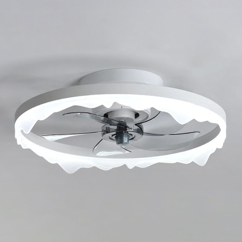 Modernism 5-Blade Ceiling Fan White/Black LED Fan with Light for Foyer