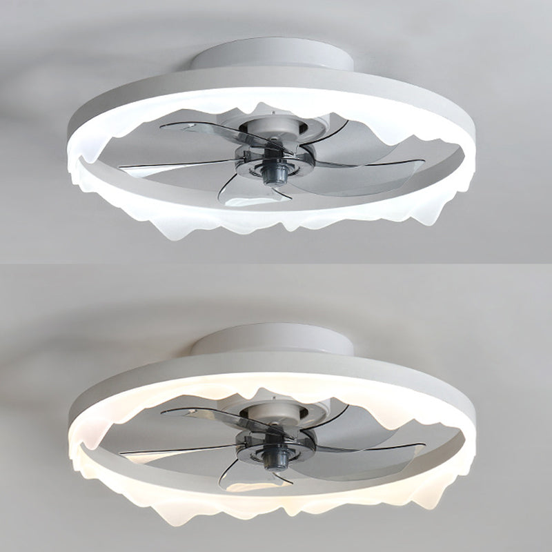 Modernism 5-Blade Ceiling Fan White/Black LED Fan with Light for Foyer