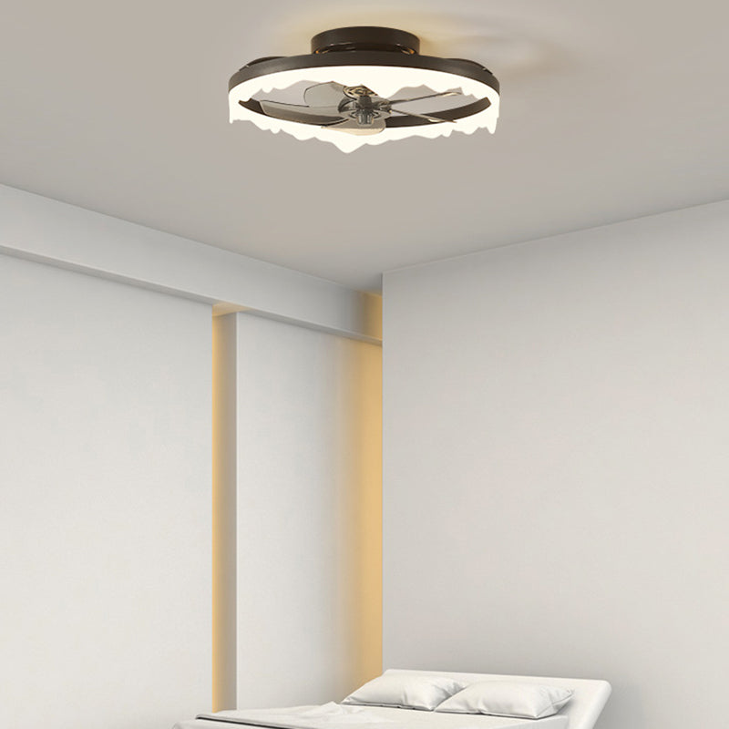 Modernism 5-Blade Ceiling Fan White/Black LED Fan with Light for Foyer