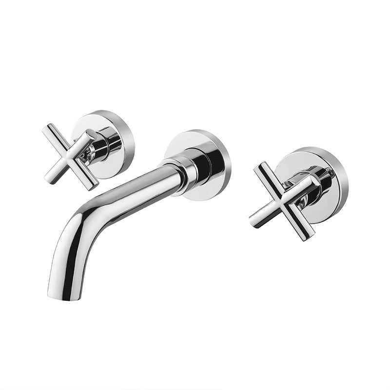 Cross Handle Wall Mounted Bathroom Faucet 3 Hole Luxury Vanity Sink Faucet