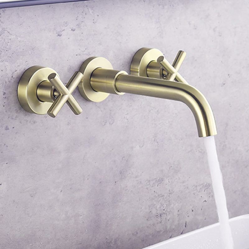 Cross Handle Wall Mounted Bathroom Faucet 3 Hole Luxury Vanity Sink Faucet