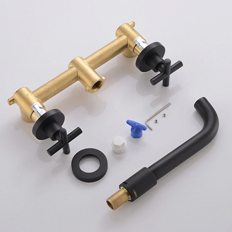 Cross Handle Wall Mounted Bathroom Faucet 3 Hole Luxury Vanity Sink Faucet