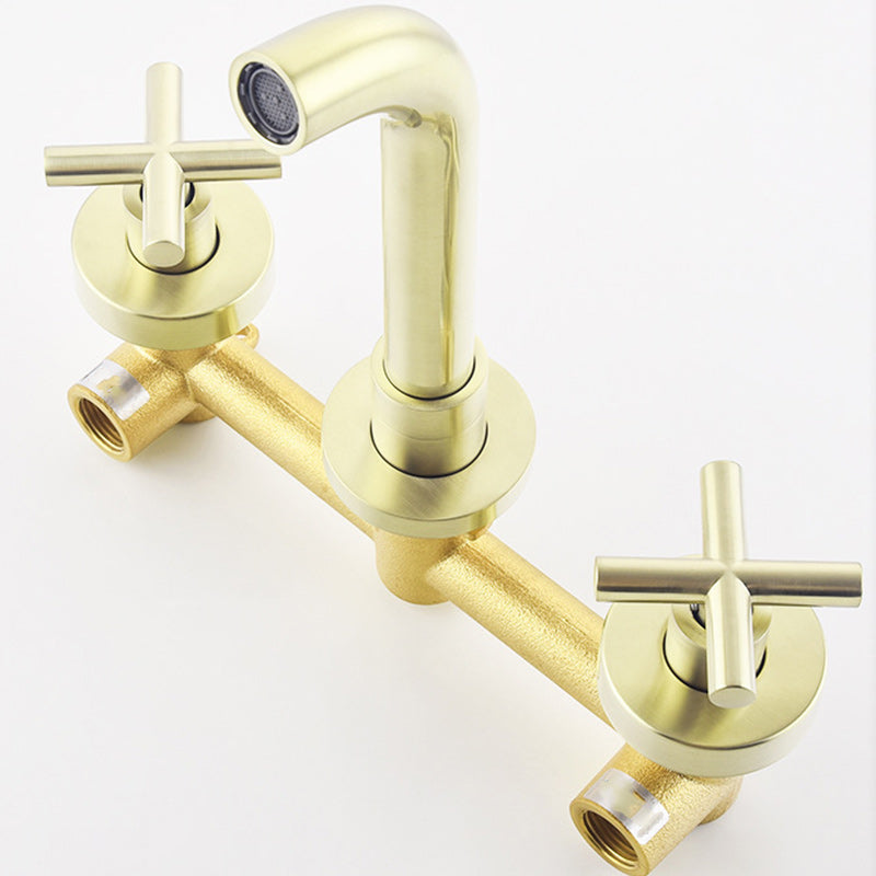 Cross Handle Wall Mounted Bathroom Faucet 3 Hole Luxury Vanity Sink Faucet