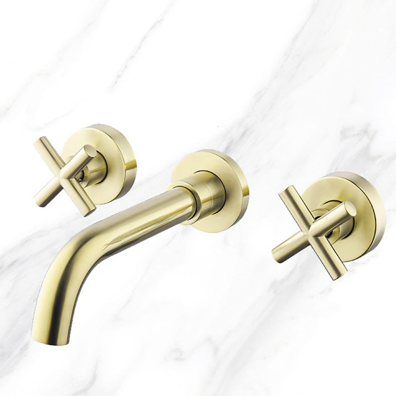 Cross Handle Wall Mounted Bathroom Faucet 3 Hole Luxury Vanity Sink Faucet