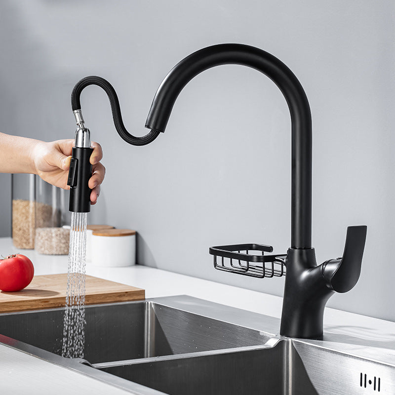 Modern Bar Faucet Brass Pulldown Sprayer Swivel Spout Kitchen Sink Faucet