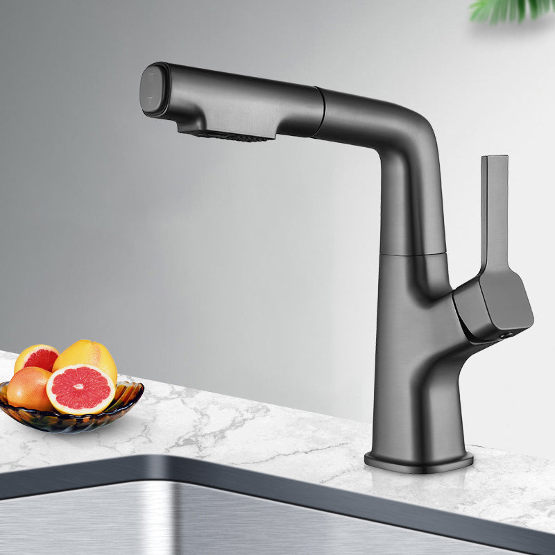 Modern Style Retractable Faucet Copper Single Handle Faucet for Kitchen