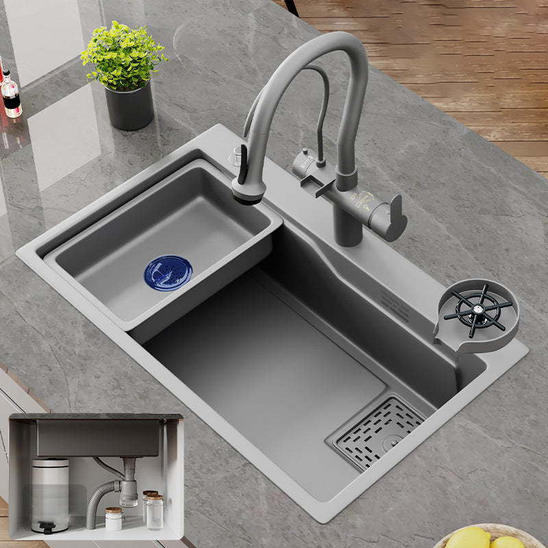 Modern Kitchen Sink Stainless Steel with Accessories and Faucet Top-Mount Kitchen Bar Sink