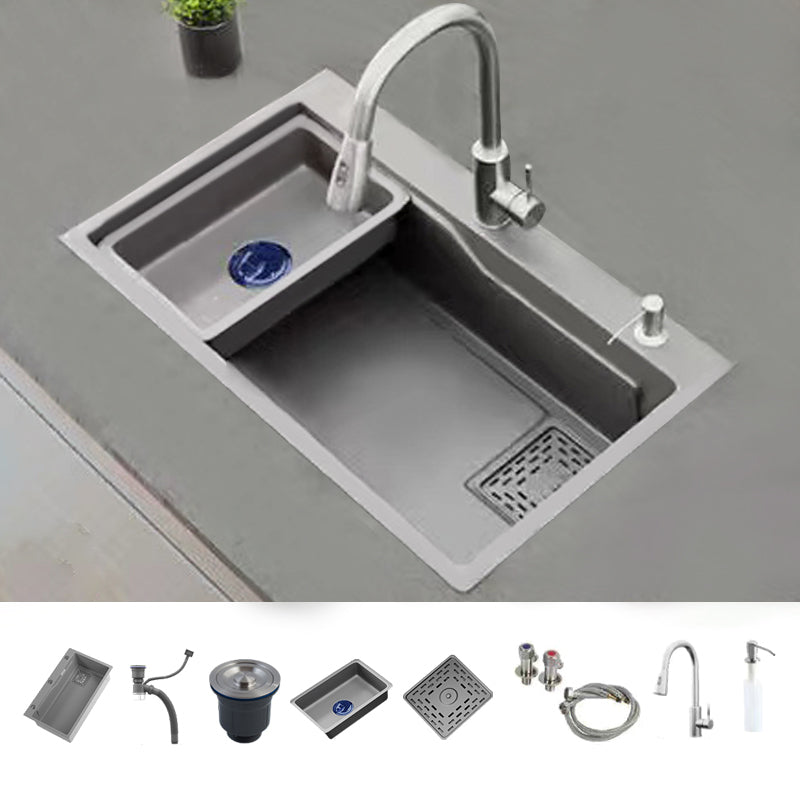 Modern Kitchen Sink Stainless Steel with Accessories and Faucet Top-Mount Kitchen Bar Sink