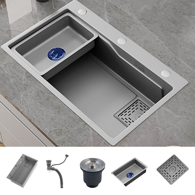 Modern Kitchen Sink Stainless Steel with Accessories and Faucet Top-Mount Kitchen Bar Sink