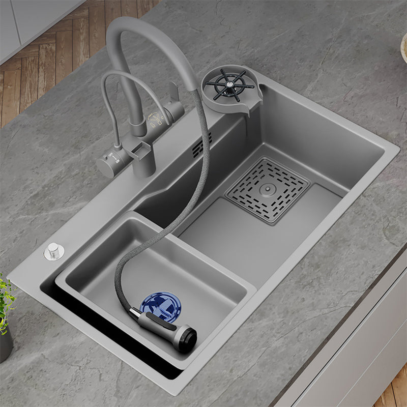 Modern Kitchen Sink Stainless Steel with Accessories and Faucet Top-Mount Kitchen Bar Sink