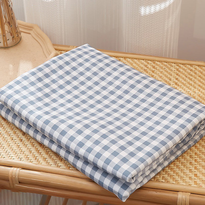 Cotton Bed Sheet Check Pattern Fade Resistant Sheet Set in Blue