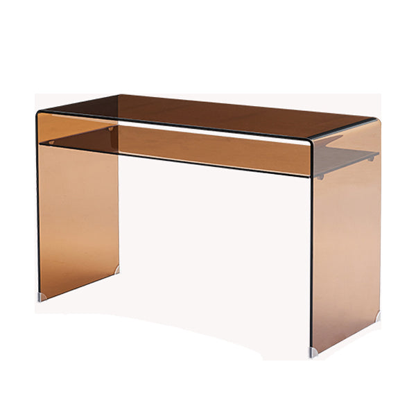 Modern Glass Top Office Desk 29.53" Tall Writing Desk with Sled Base